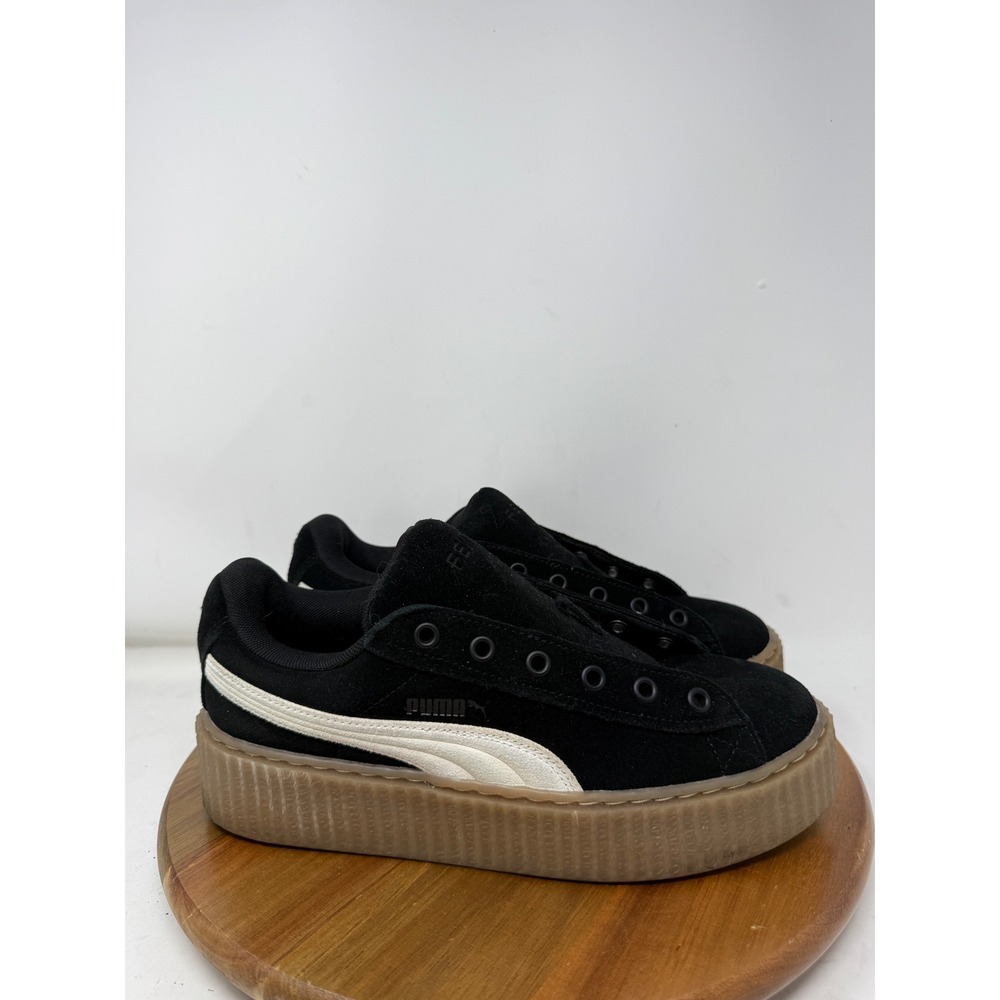 Puma Fenty by Rihanna Suede Creeper Black Oatmeal Platform Sneakers 9.5